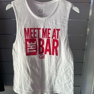 CycleBar White Tank Top with Red Print
